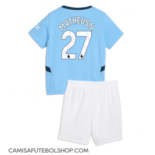 Camisa de time de futebol Manchester City Matheus Nunes #27 Replicas 1º Equipamento Infantil 2024-25 Manga Curta (+ Calças curtas)